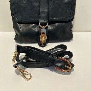 Rachel Zoe Black Leather Crossbody Bag with Gold Hardware